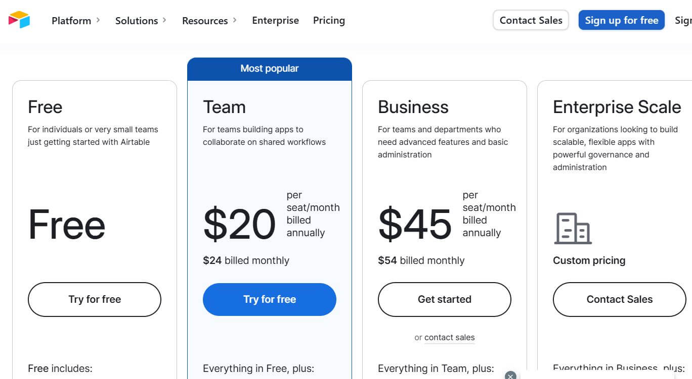 Airtable Pricing Changes - PriceTimeline