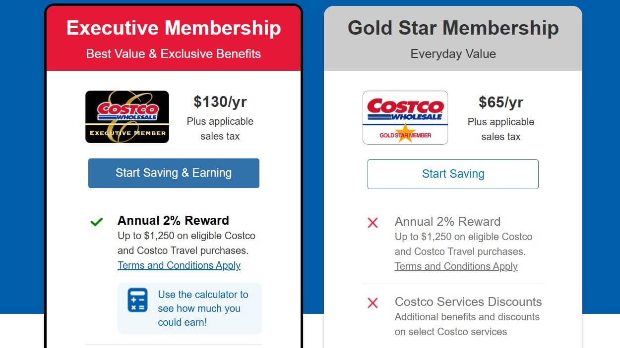 Costco Membership pricing on February 26, 2025