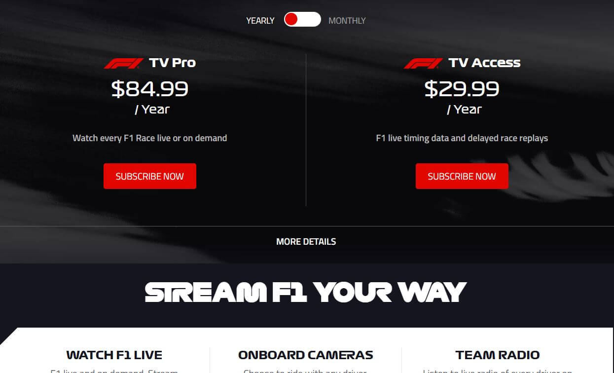 F1TV pricing on February 15, 2025