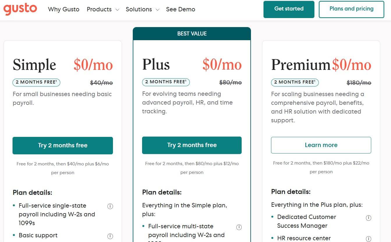Gusto Pricing Changes - PriceTimeline