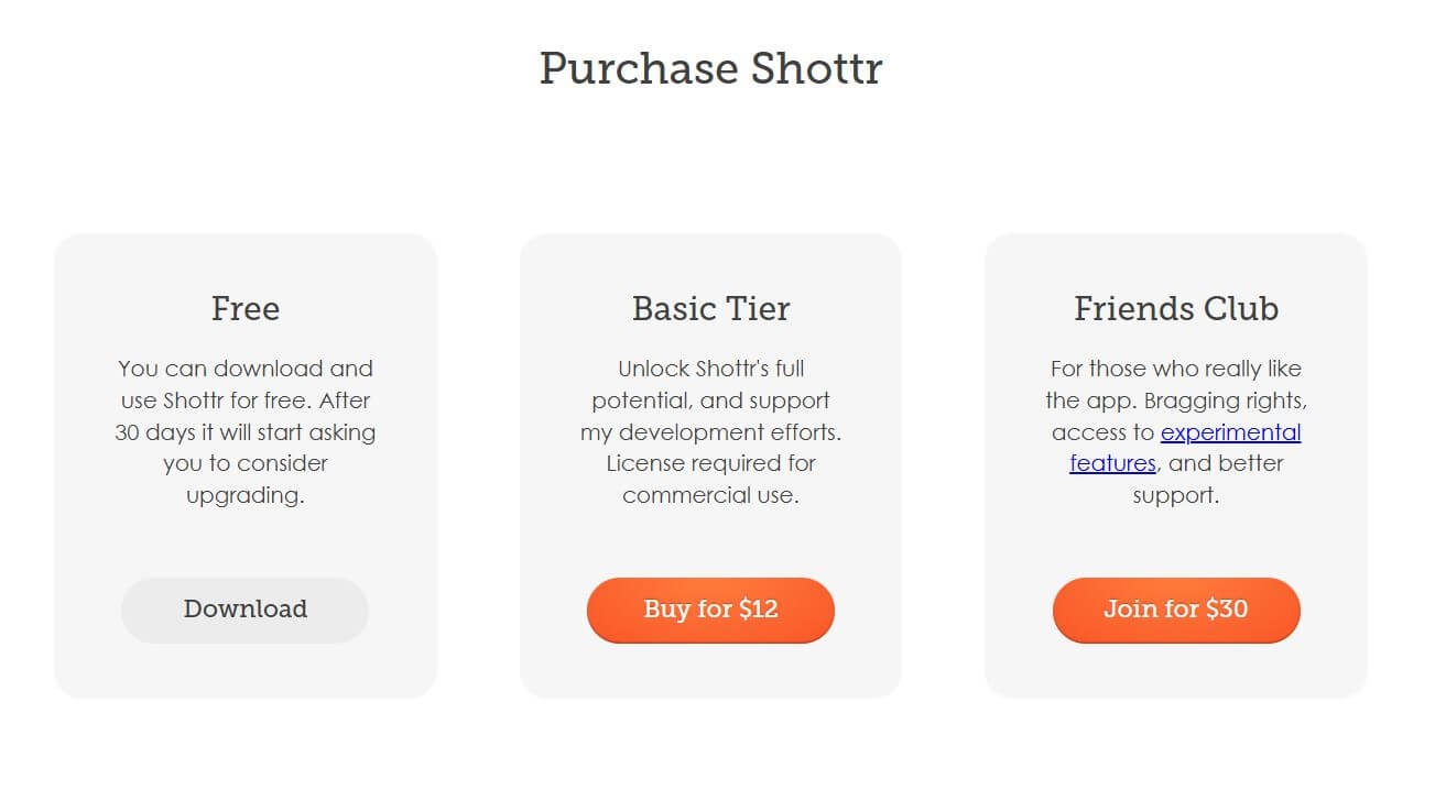 Shottr pricing on February 28, 2025