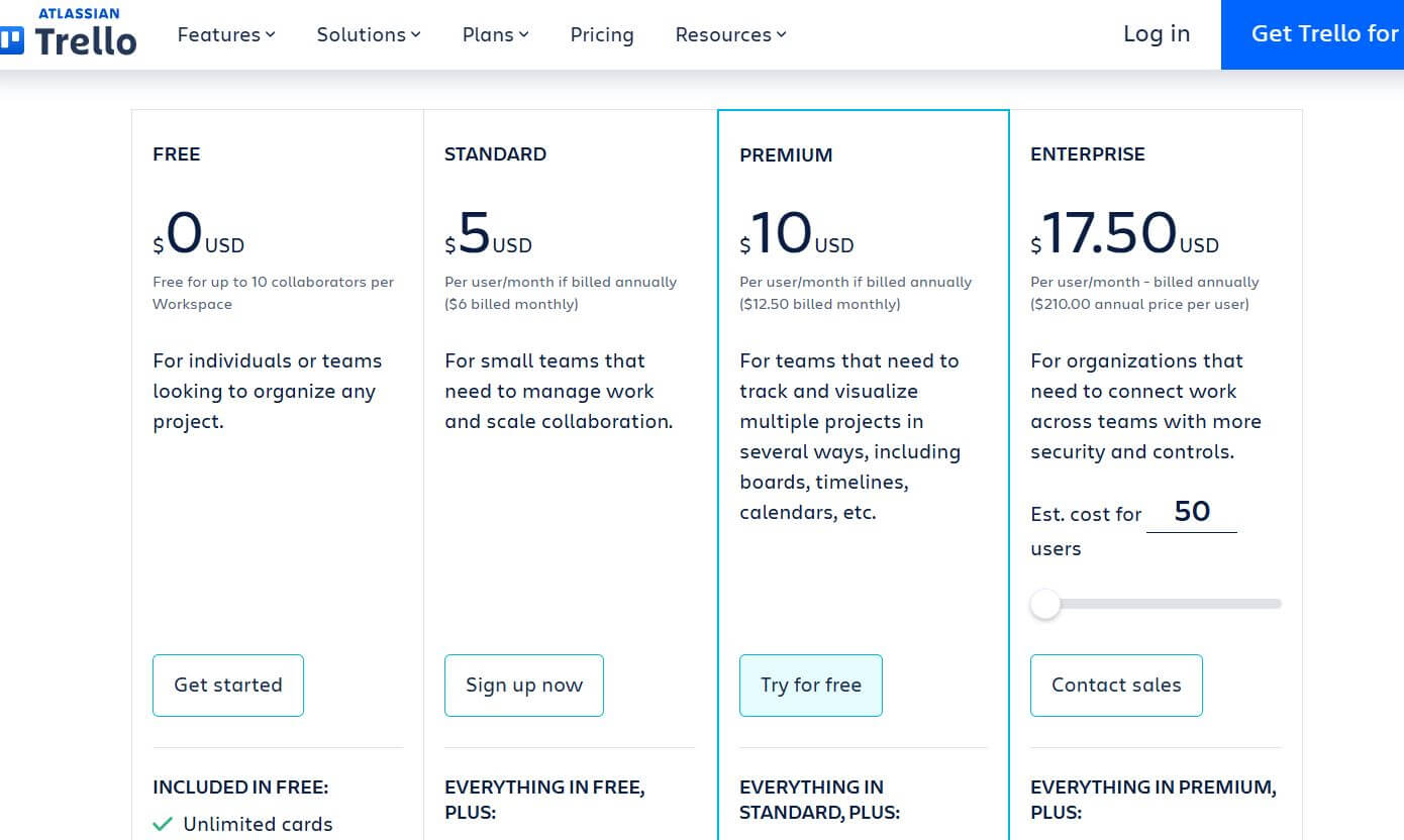 Trello pricing on February 13, 2025