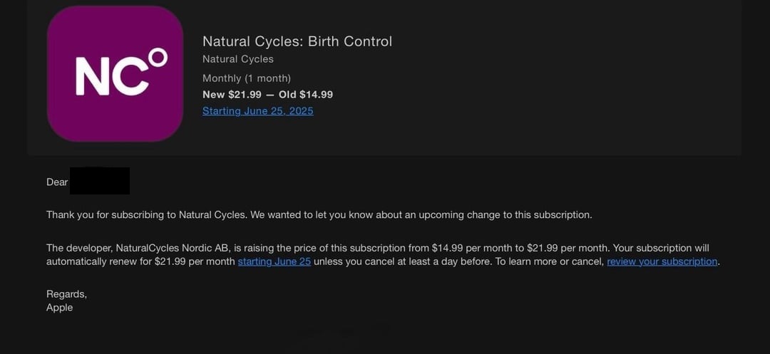 Natural Cycles Update on Subscription Price Increase on June 25th