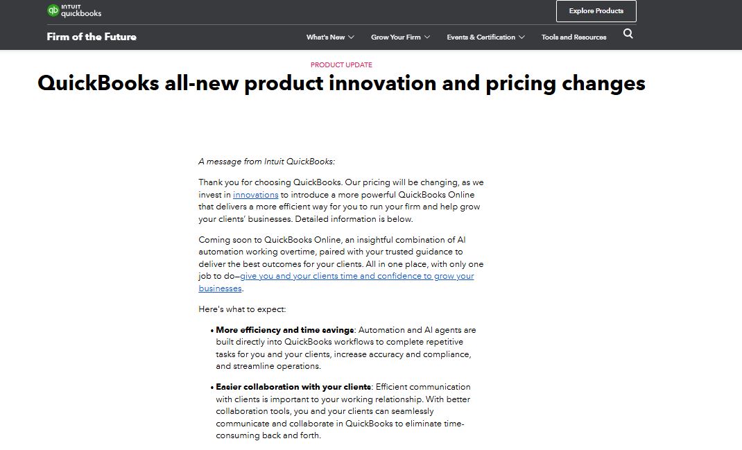 QuickBooks Update on Subscription Price Increase on July 1st