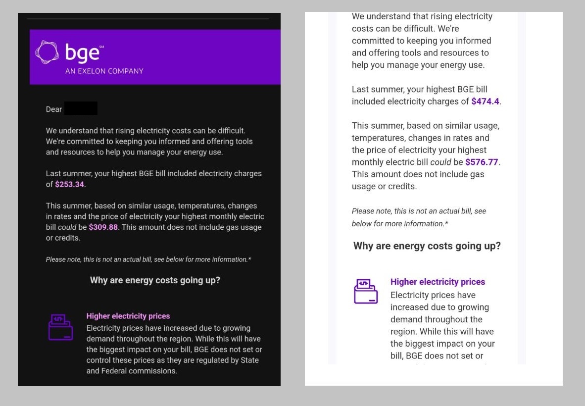 BGE Update on Energy Price Increase on June 1st