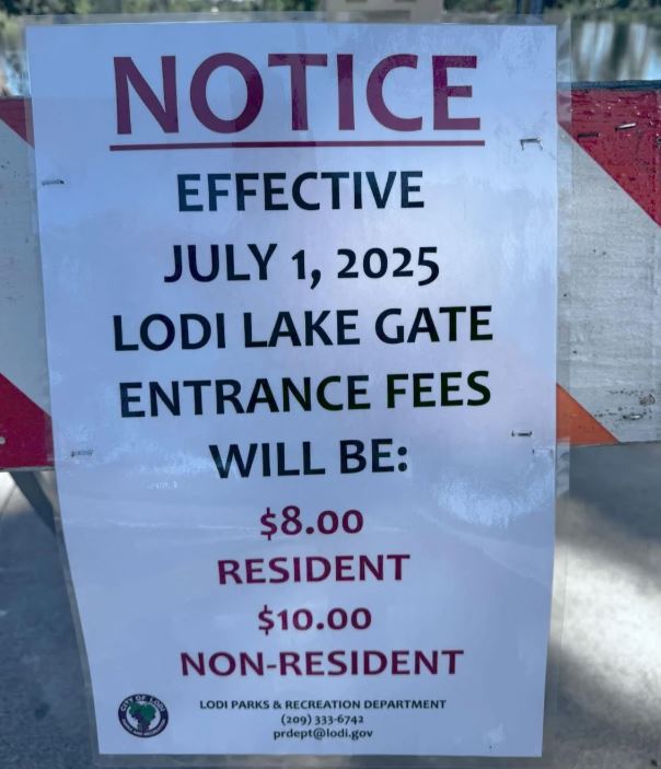 Lodi Lake Gate Update on Fee Increase on July 1