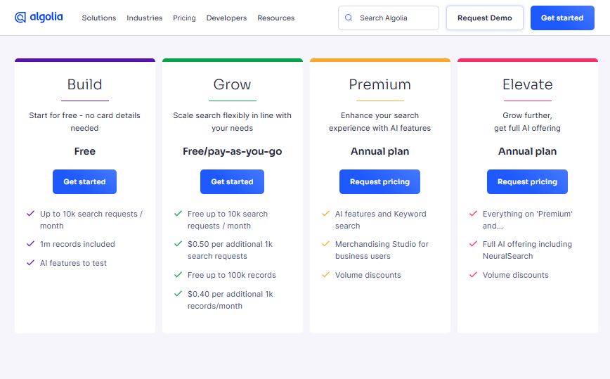 Algolia pricing on May 30, 2025