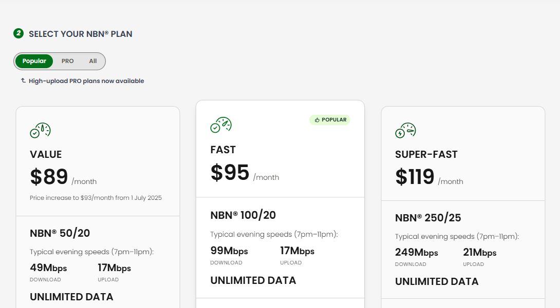 Aussie Broadband NBN pricing on May 29, 2025