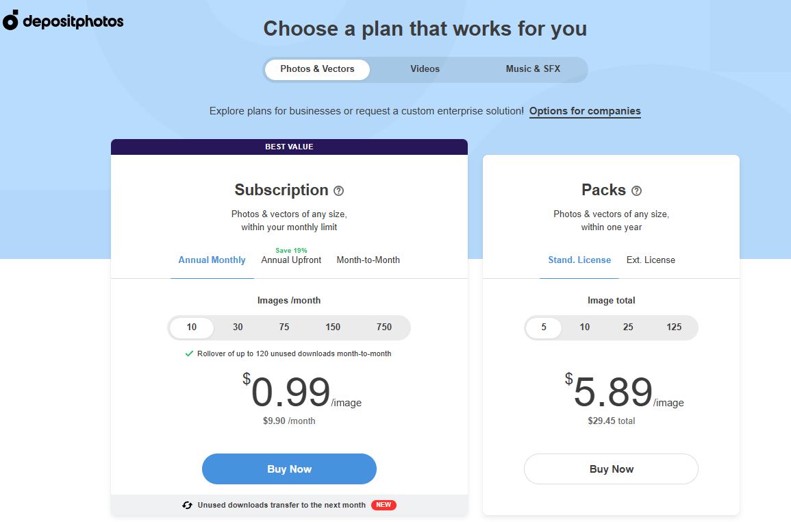 Depositphotos pricing on May 24, 2025