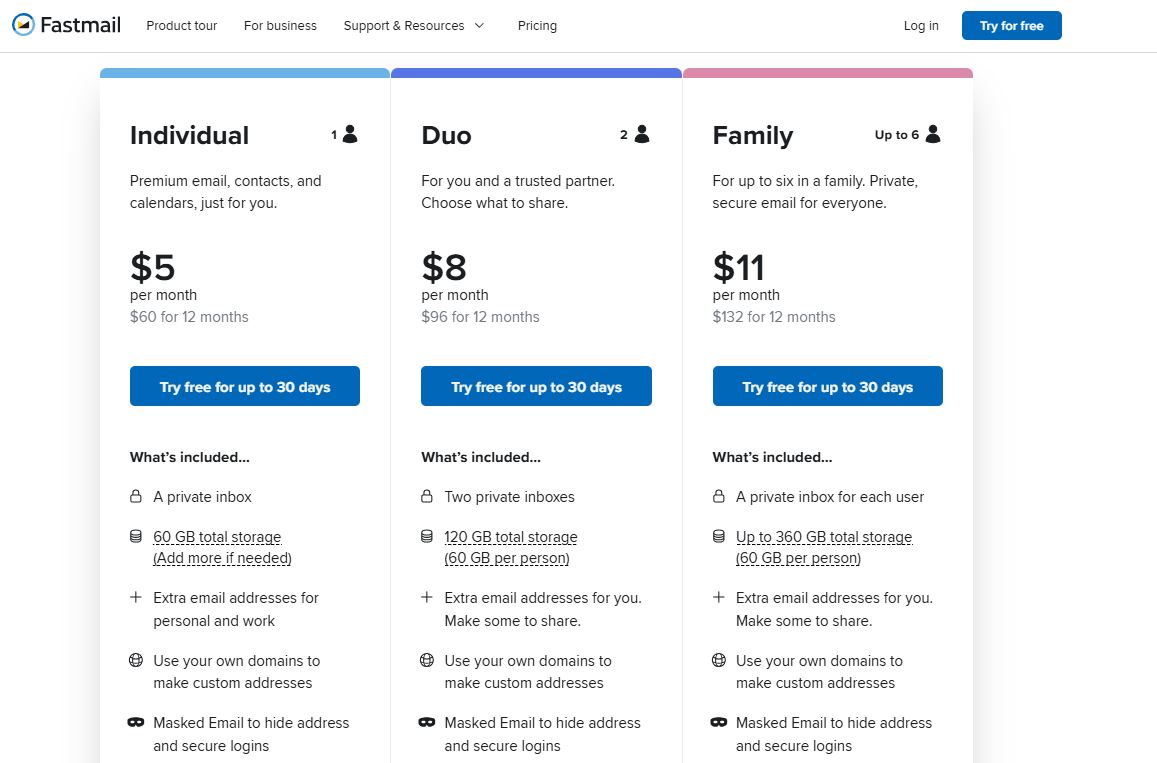 Fastmail pricing on May 19, 2025