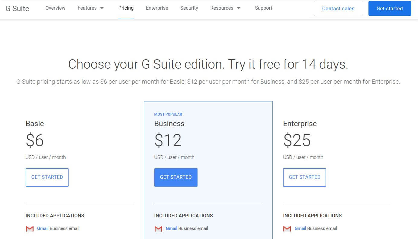 Google Workspace pricing on March 7, 2020