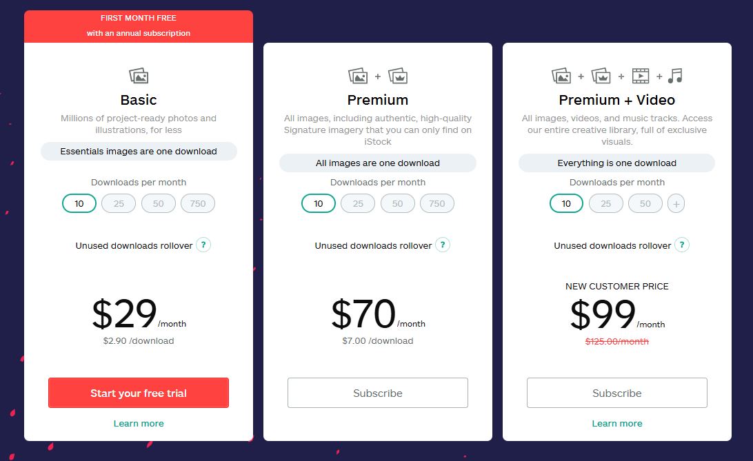 iStock pricing on May 24, 2025