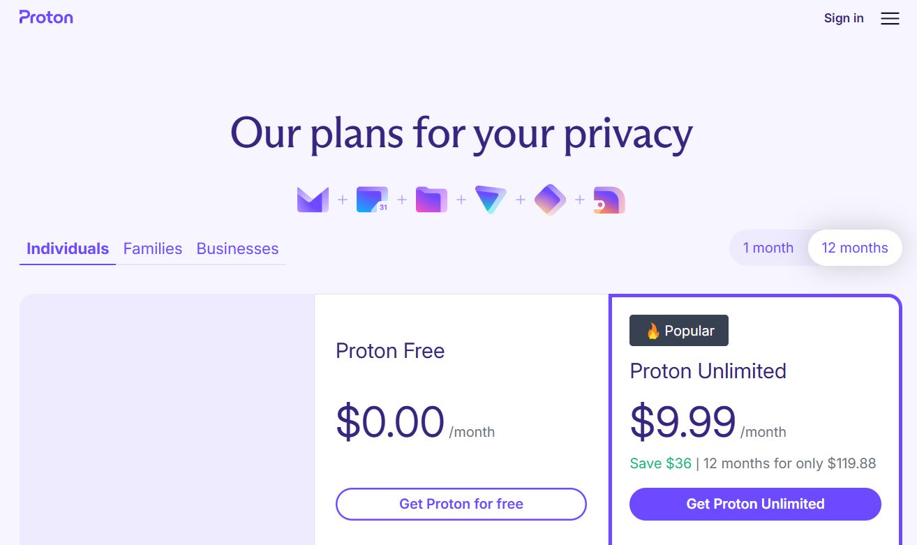 Proton pricing on May 19, 2025