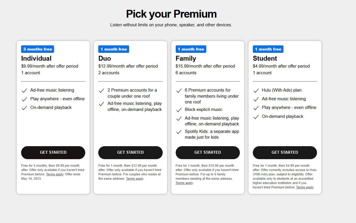 Spotify Premium pricing on May 5, 2023