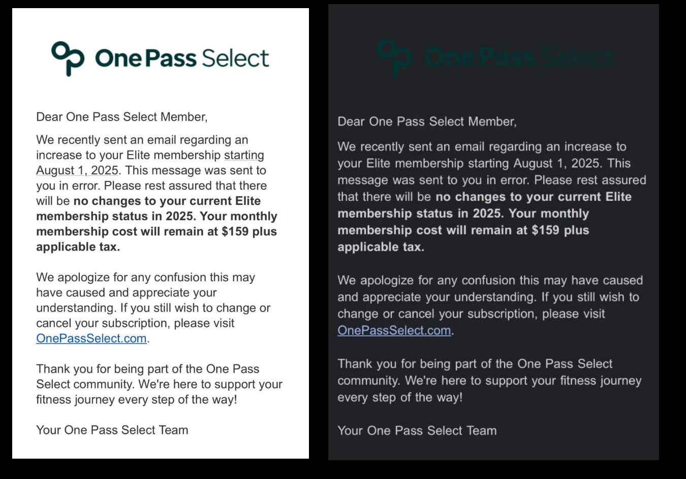 One Pass Select Update on Reversing Membership Price Increase