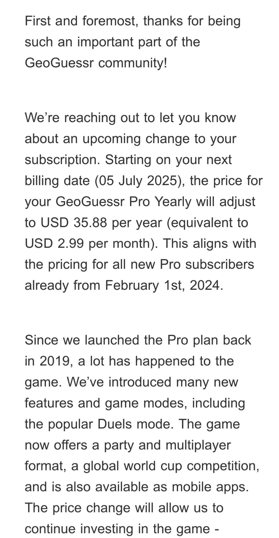 GeoGuessr Update on Pro Subscription Price Increase on July 5th