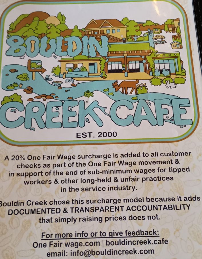 Bouldin Creek Cafe Notice on 20% Price Increase