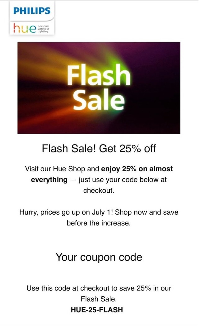 Philips Hue update on Product Price Increase on July 1st