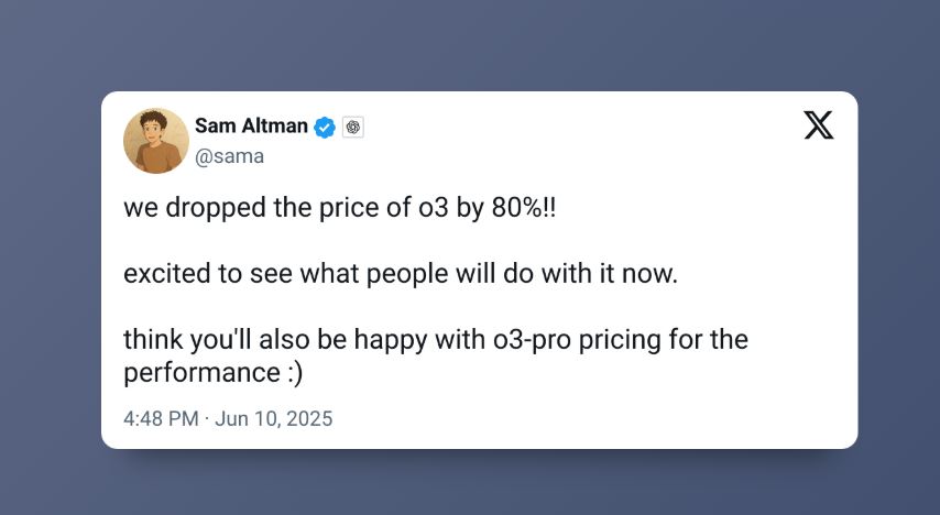 OpenAI Update on o3 Model Price Decrease by 80%