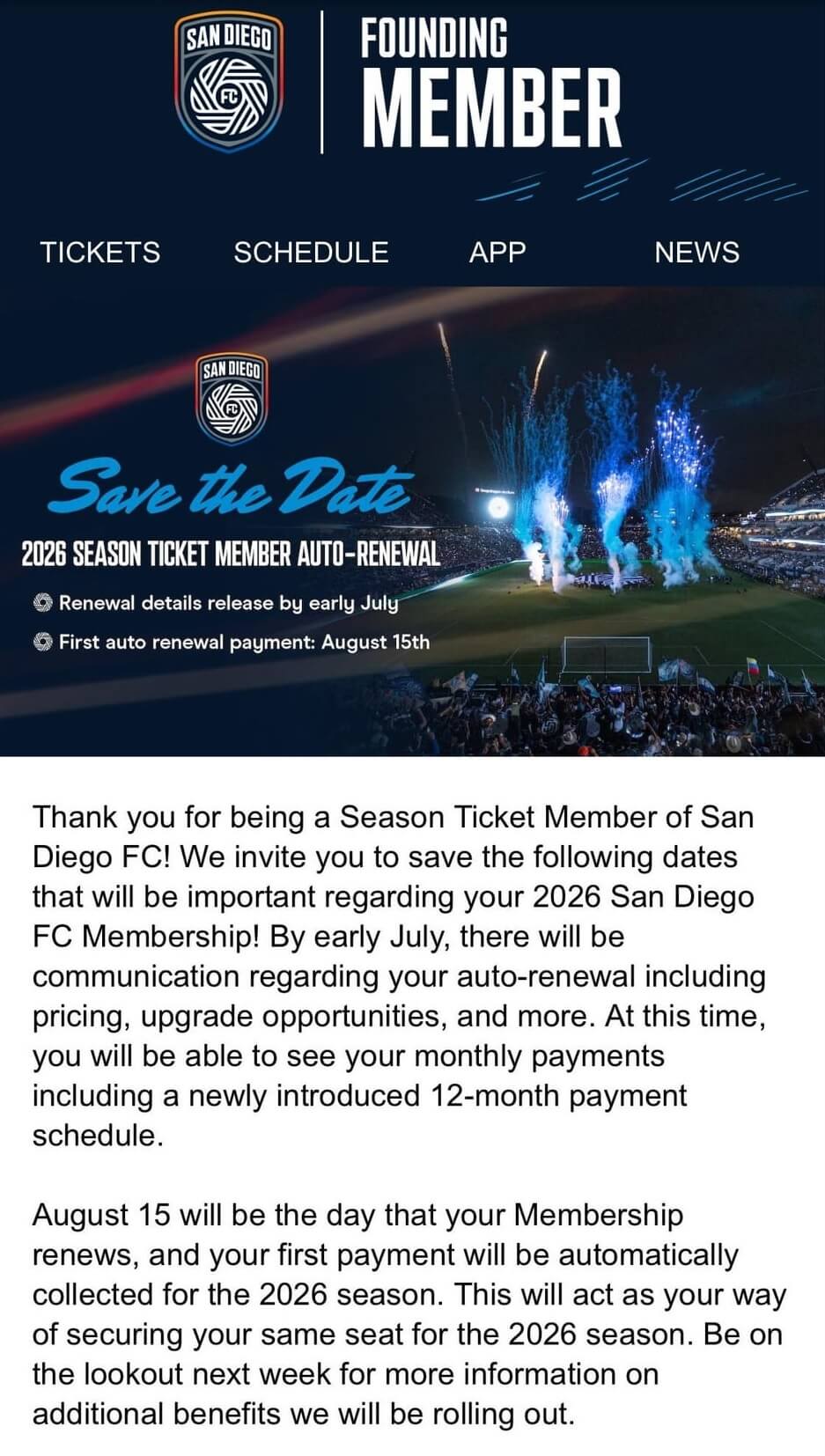 San Diego FC Update on 2026 Membership Pricing Changes in July