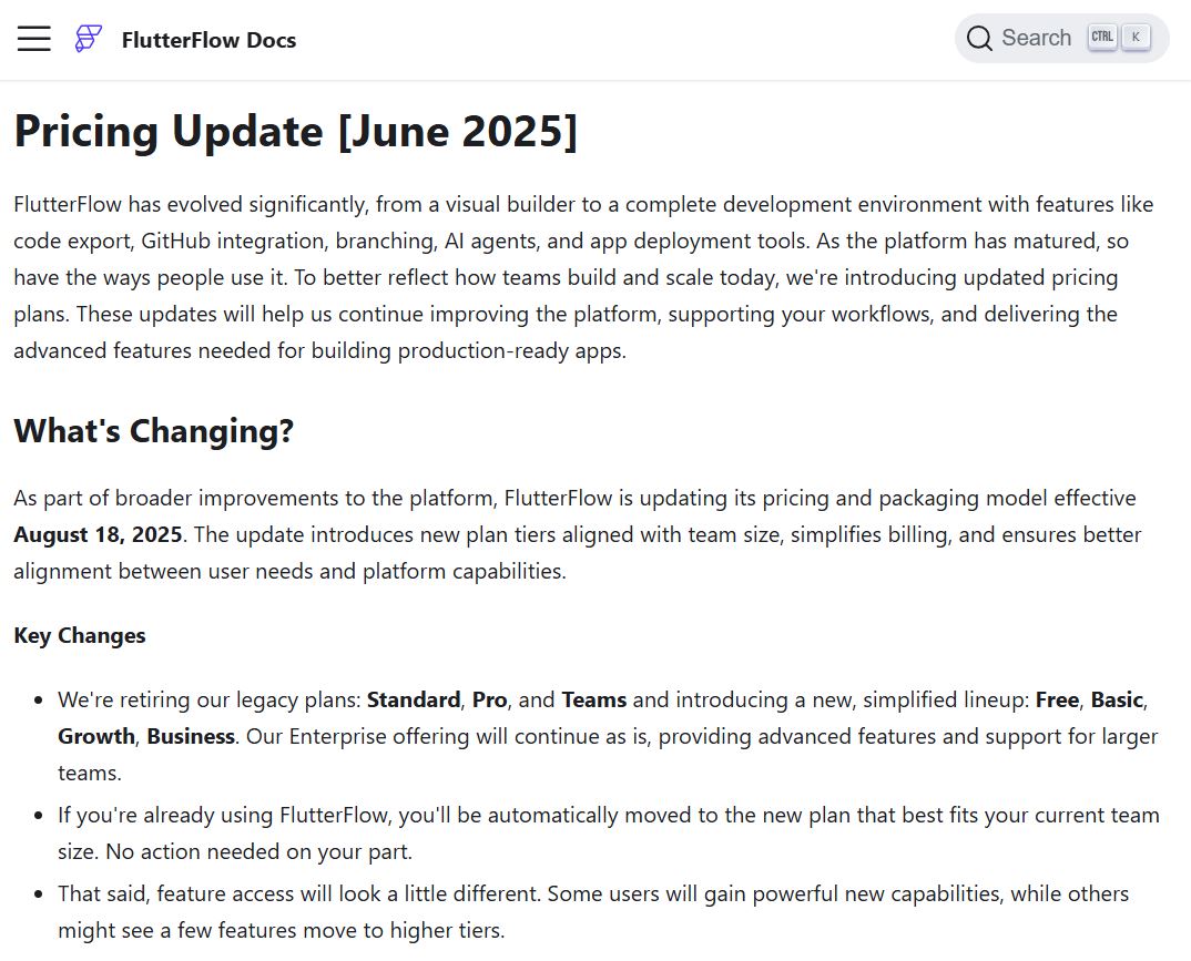FlutterFlow Update on Subscription Price Increase on August 18th
