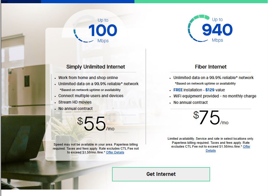Centurylink pricing on June 26, 2025