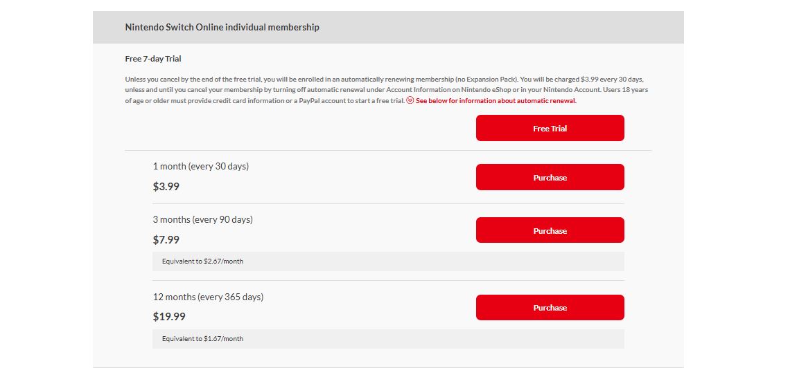 Nintendo Switch Online pricing on June 2, 2025