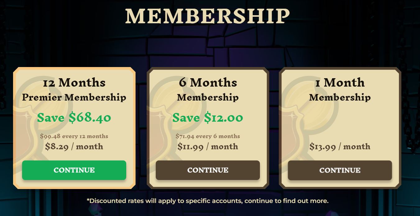 Old School Runescape Membership pricing on June 16, 2025