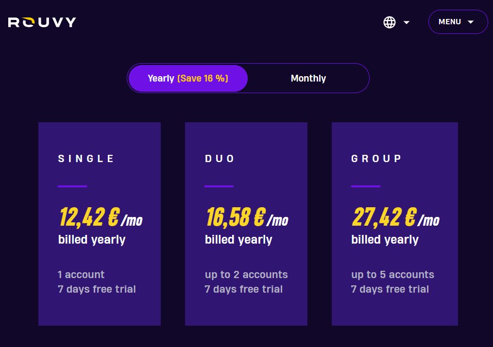 Rouvy pricing on June 18, 2025