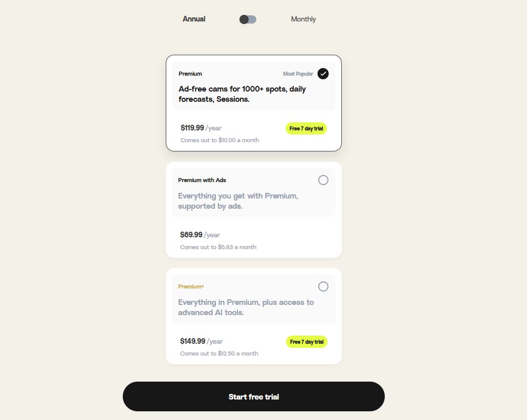 Surfline pricing on June 12, 2025