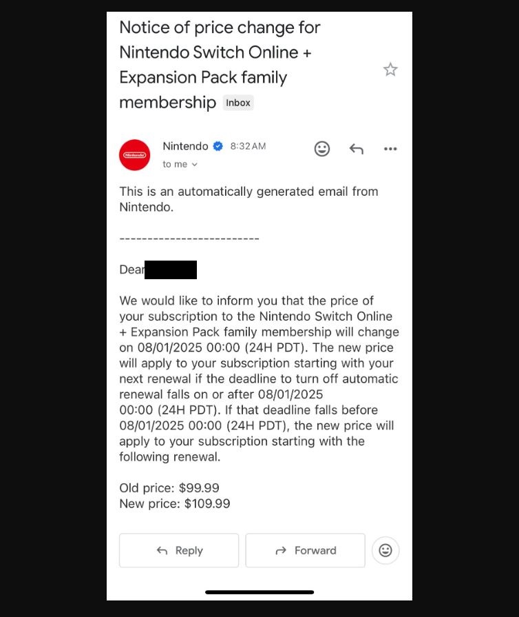 Nintendo Switch Online Update on Subscription Price Increase in Canada on August 1st