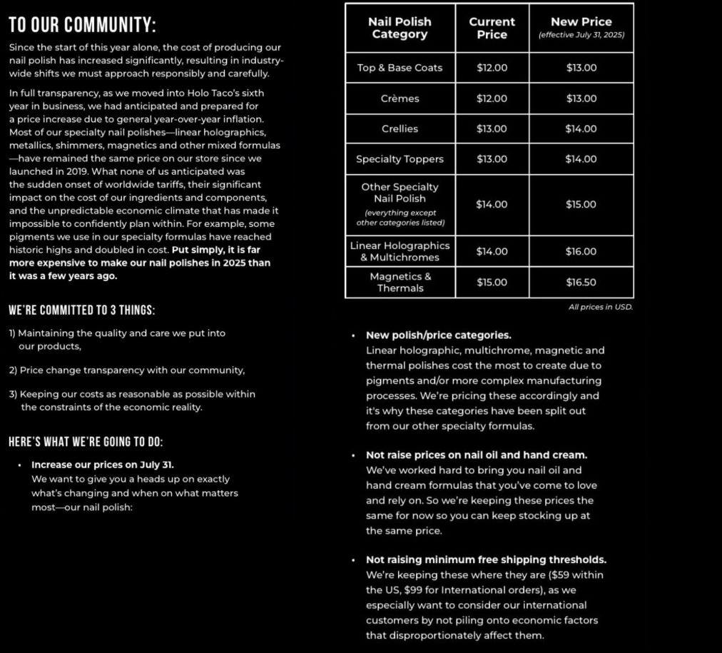 Halo Taco Update on Product Price Increase on July 31st