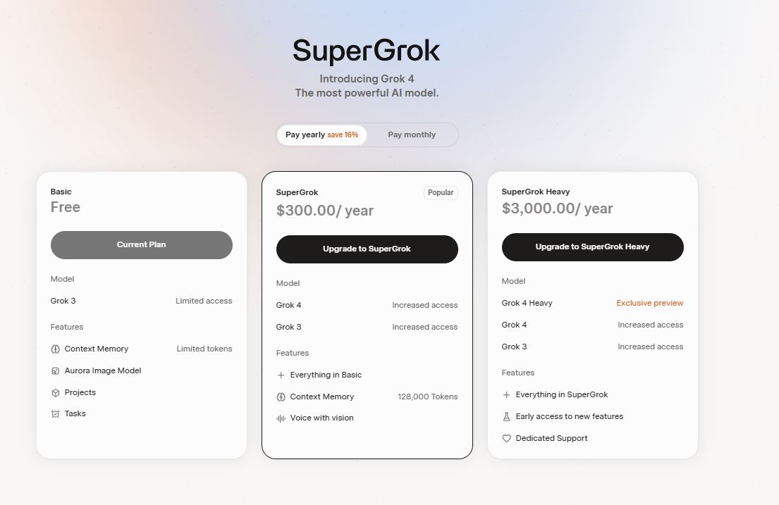Grok 4 Pricing Update on July 10th