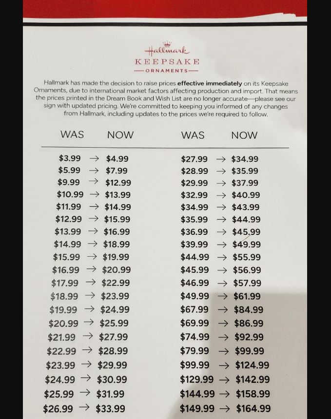 Hallmark Update on Product Price Increase in July