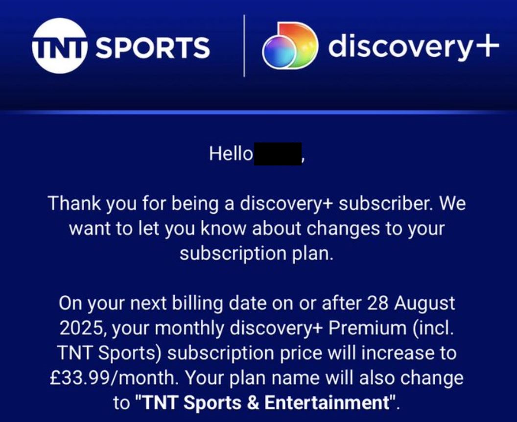 Discovery+ Update on Subscription Price Increase on July 28th in the UK