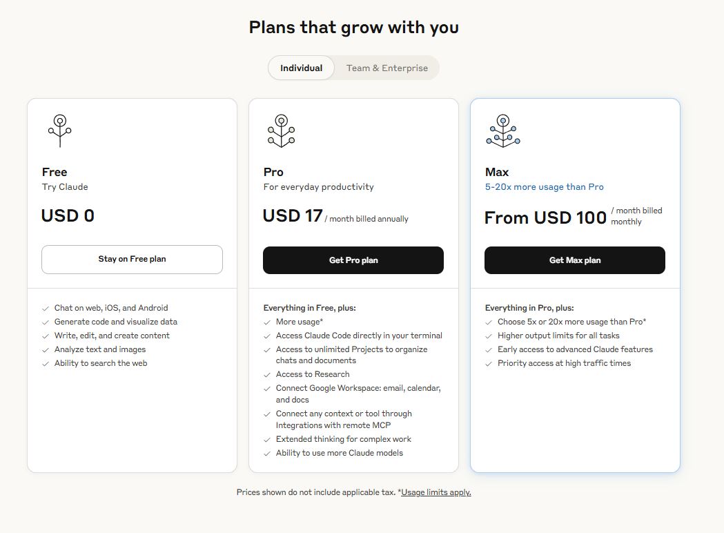 Claude AI pricing on July 28, 2025
