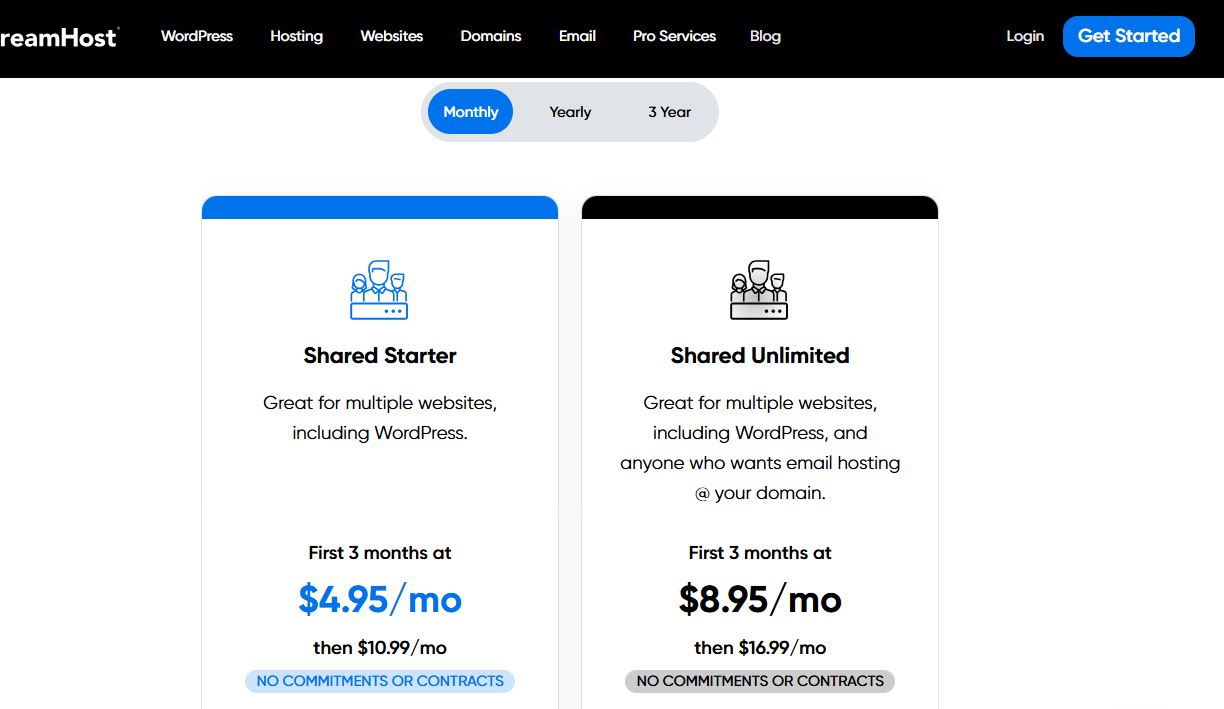 DreamHost Shared Hosting pricing on July 23, 2025