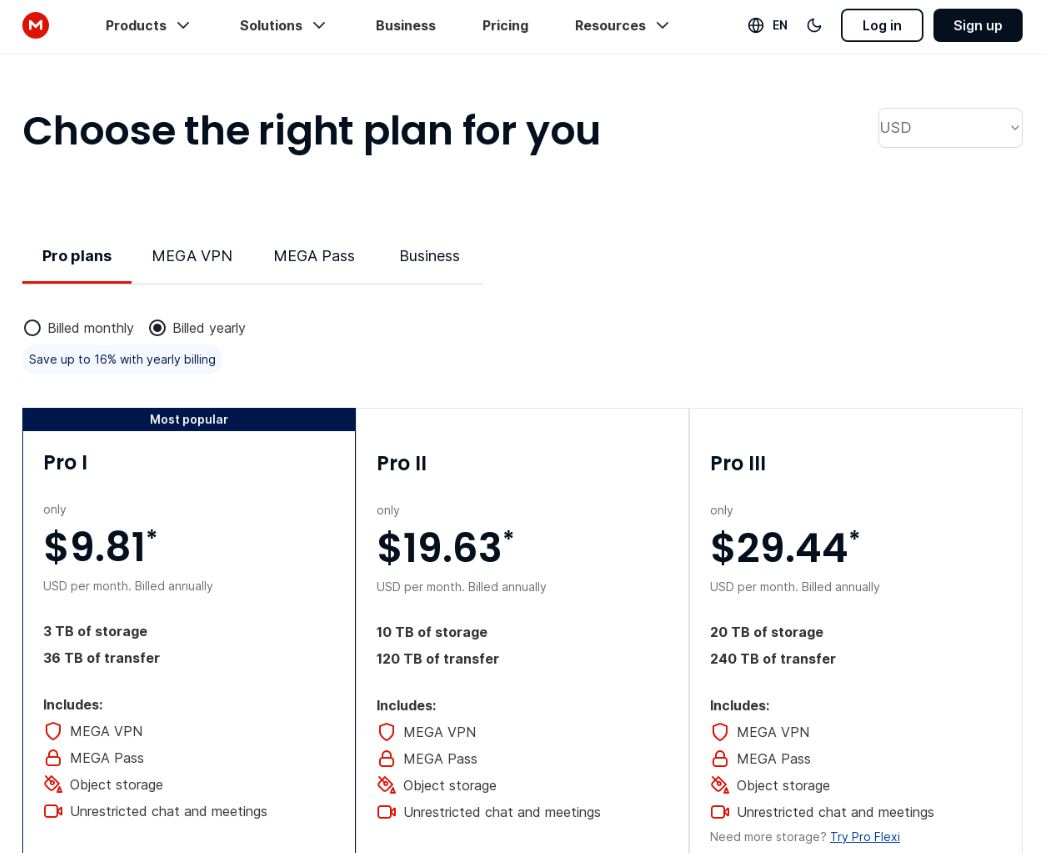 Mega Cloud pricing on July 4, 2025