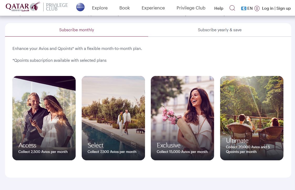 Qatar Airways Privilege Club Pro pricing on July 15, 2025