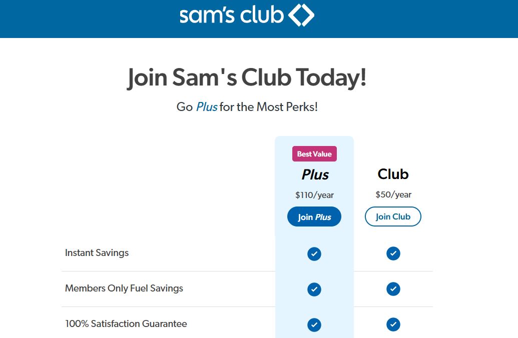 Sams Club Membership pricing on July 4, 2025