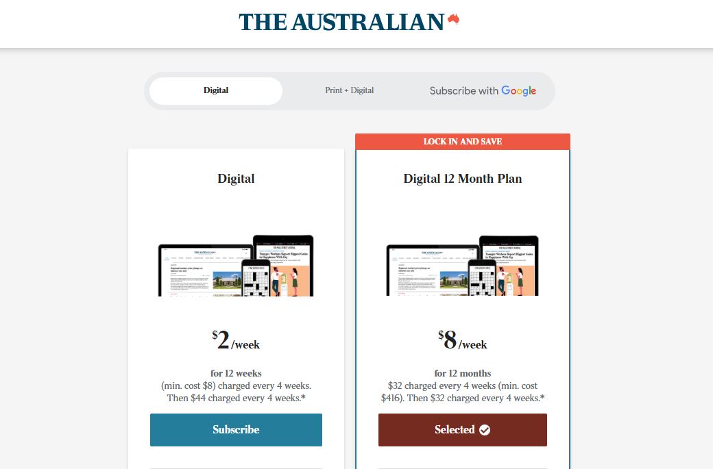 The Australian pricing on July 23, 2025