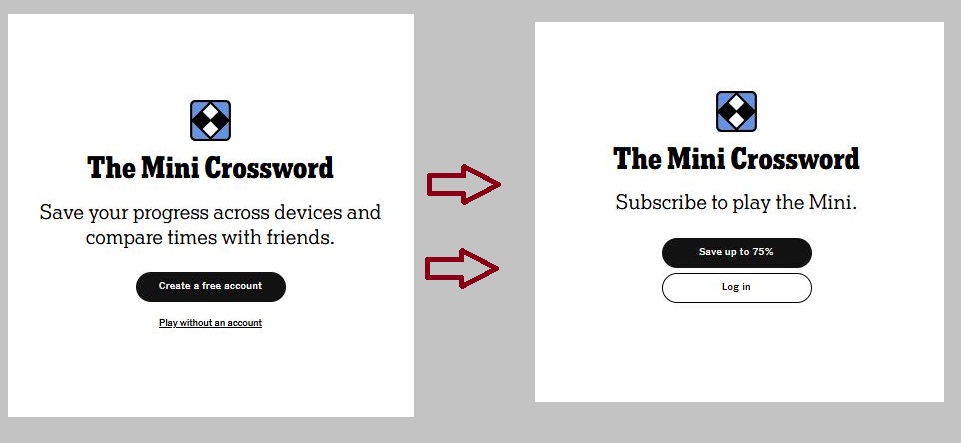 NYT Update on Introducing Subscription for Mini Crossword