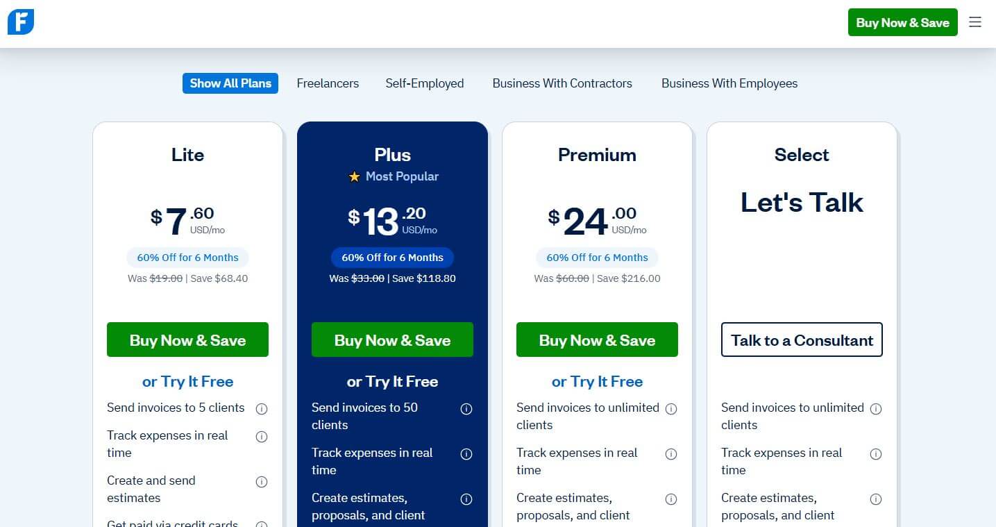 FreshBooks pricing on February 15, 2025