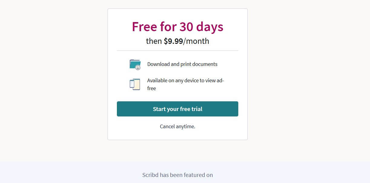 Scribd pricing on August 20, 2025