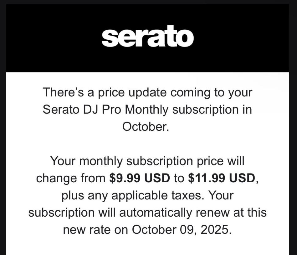 Serato DJ Pro Update on Subscription Price Increase on October 9th