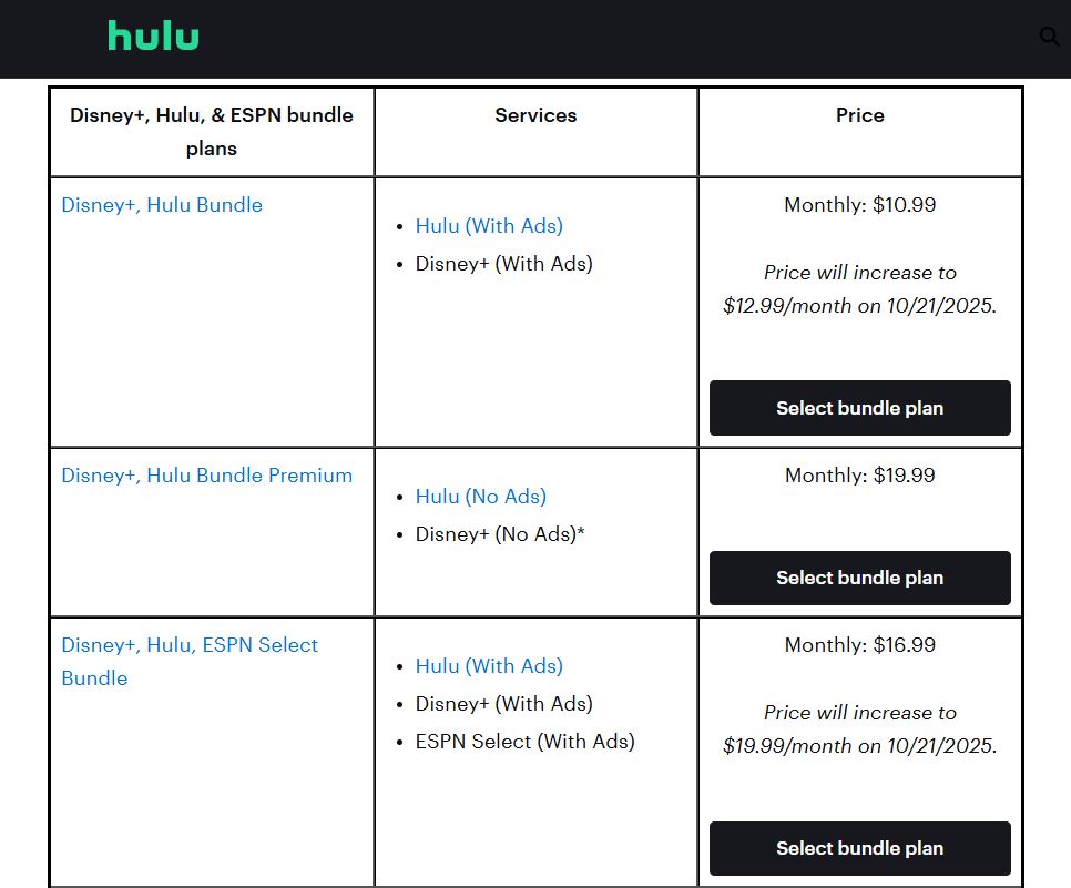 Hulu Update on Subscription Price Increase on October 21st