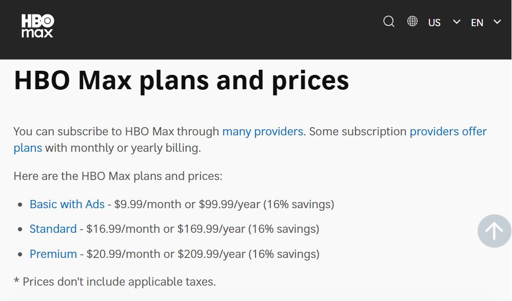 HBO Max Subscription pricing on September 23, 2025