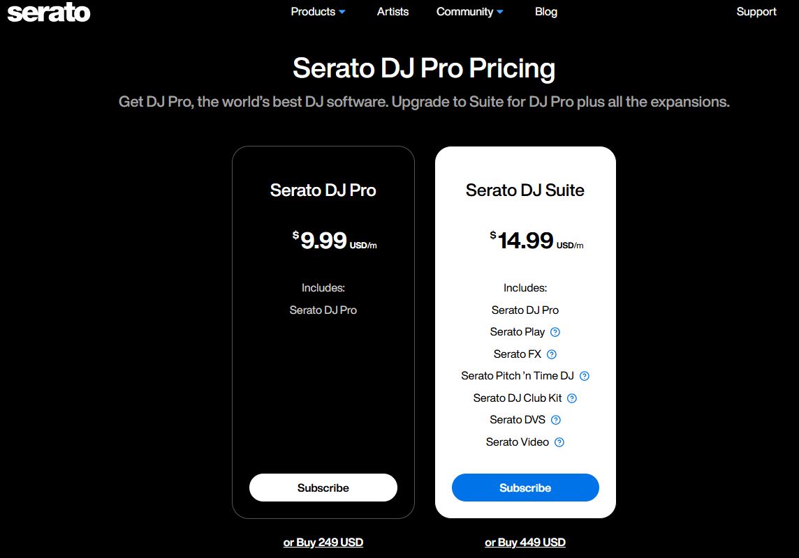 Serato Subscription pricing on July 25, 2025