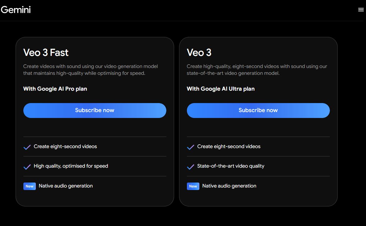Veo pricing on August 30, 2025