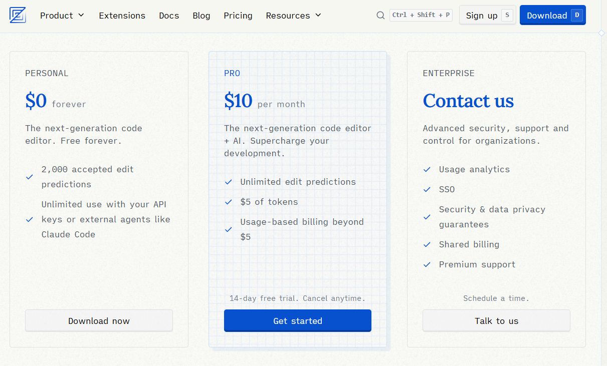 Zed Pricing Changes - PriceTimeline